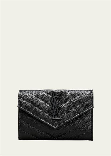 ysl monogram small flap wallet in grained leather|ysl wallet price.